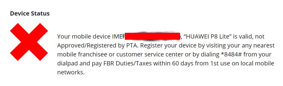 PTA mobile phone blocked