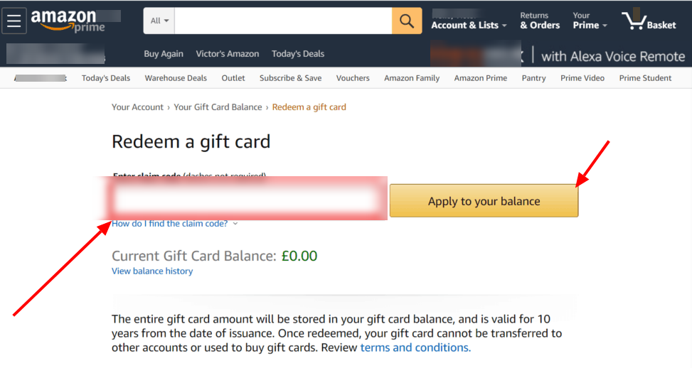 Redeem a Gift Card amazon