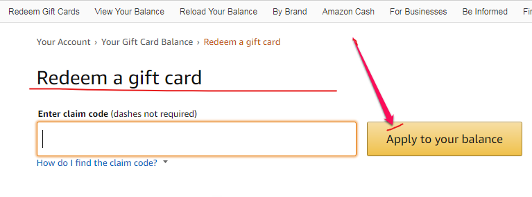 How to redeem an Amazon gift card via the website